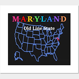 Maryland, USA. Old Line State. With Map. Posters and Art